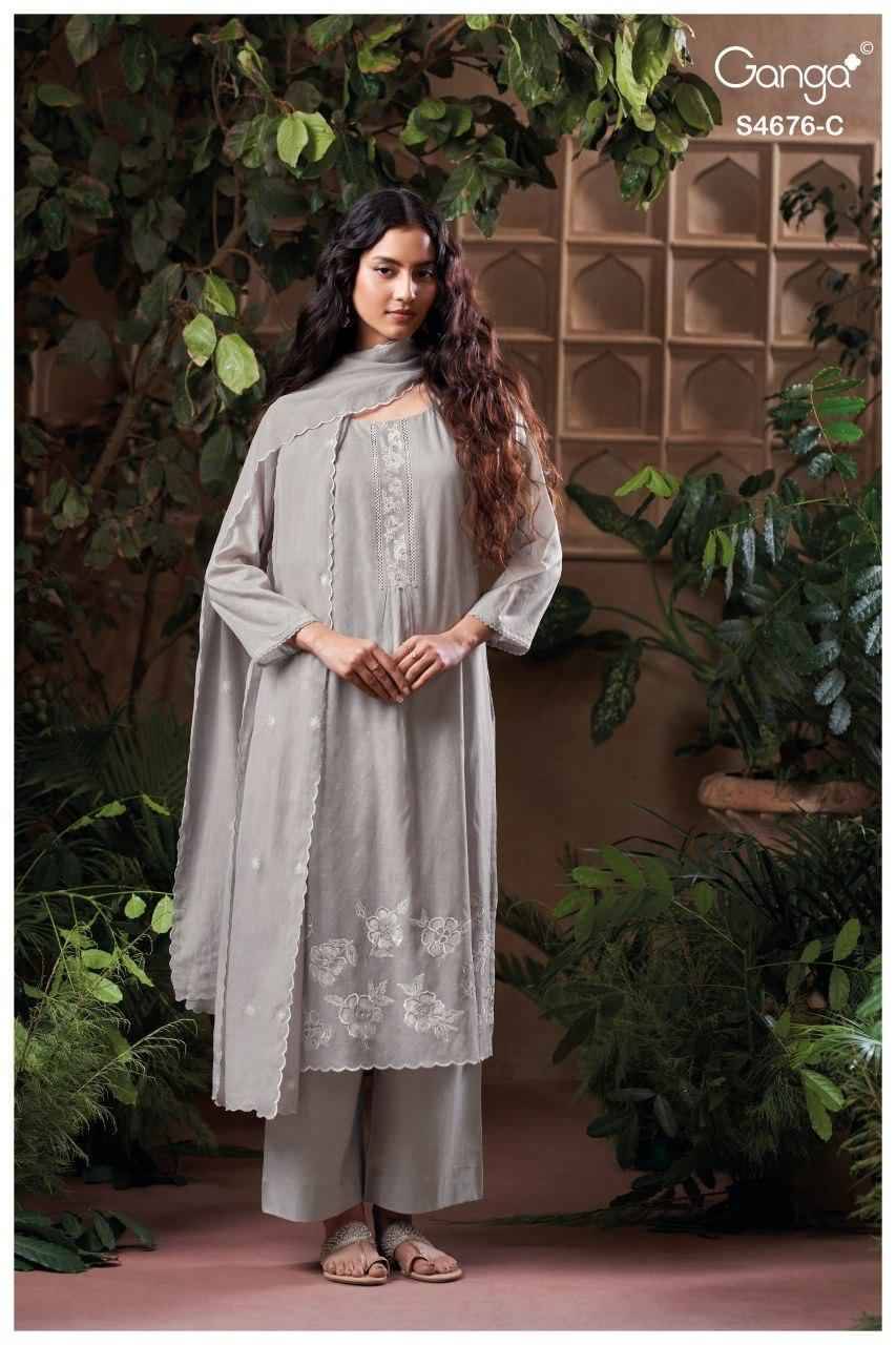 BIREVA 4676 Series By Ganga Fashion  Beautiful Festive Suits Stylish Colorful Fancy Casual Wear & Ethnic Wear PURE BEMBERG MUL Dresses At Wholesale Price